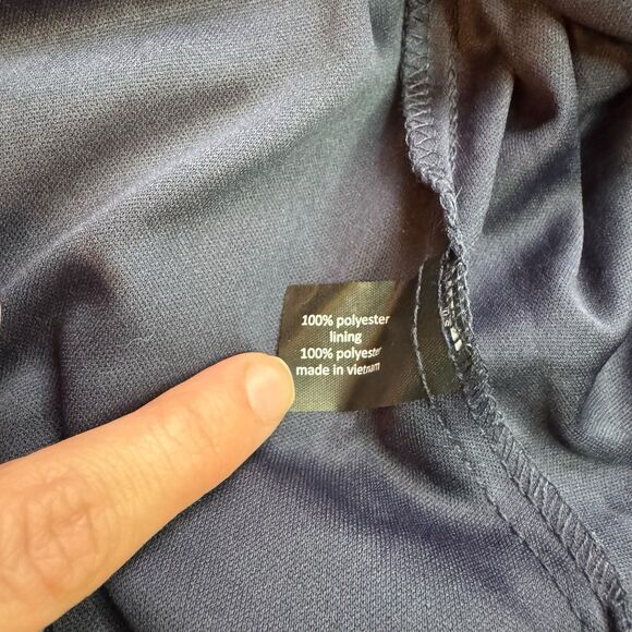 Lane Bryant Faux Wrap Midi Dress Navy Orange Ruffle Flutter Sleeve Size 16 - Picture 7 of 10